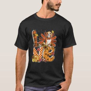 LIEBE Erntedank Niedlicher Beagle Truthahn Kürbis T-Shirt