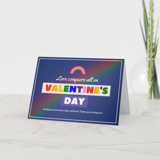 Liebe erobert am LGBTQ Valentinstag Karte (Vorderseite)