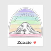 Liebe erobert den ganzen Hund Regenbogenbasenhalm Aufkleber (Blatt)