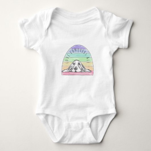 Liebe erobert den ganzen Hund Regenbogenbasenhalm Baby Strampler (Vorderseite)