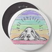 Liebe erobert den ganzen Hund Regenbogenbasenhalm Button (Vorne & Hinten)