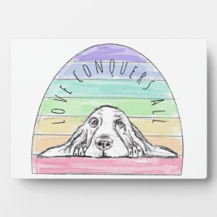 Liebe erobert den ganzen Hund Regenbogenbasenhalm Fotoplatte