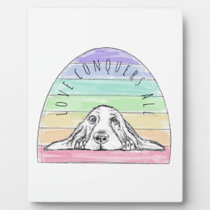 Liebe erobert den ganzen Hund Regenbogenbasenhalm Fotoplatte