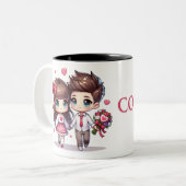 Liebe erobert den ganzen Valentinstag Zweifarbige Tasse (Vorderseite Links)