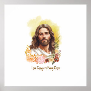 Liebe erobert jeden Kreuz- Jesus Poster