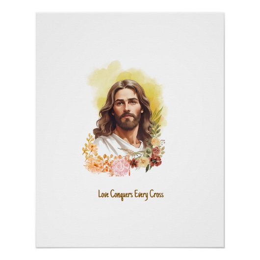 Liebe erobert jeden Kreuz- Jesus Poster (Vorderseite)