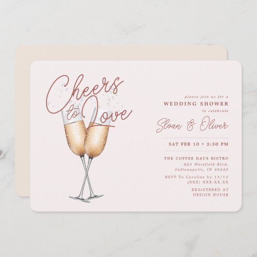 Liebe  Erröten Brautparty Einladung (Vorne/Hinten)