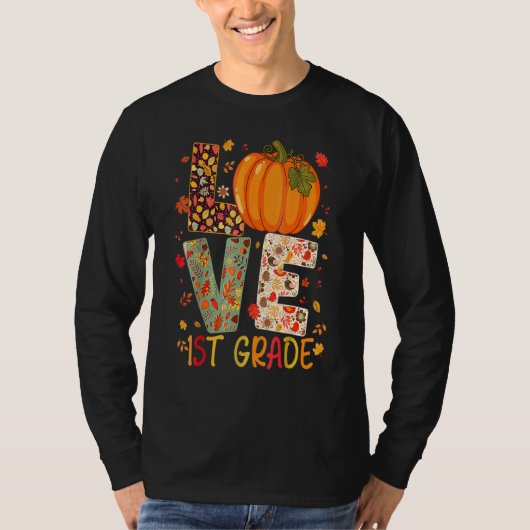 Liebe Erste Klasse glücklicher Fall Erntedank 1. L T-Shirt (Vorderseite)