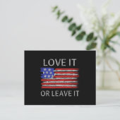 Liebe es oder verlasse es USA-Flagge Postkarte (Stehend Vorderseite)