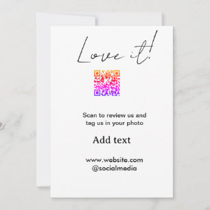 Liebe es scan QR Bewertung soziale Medien Foto tei Einladung