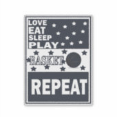 Liebe essen Schlaf Basketball wiederholen Aufkleber (Vorderseite)