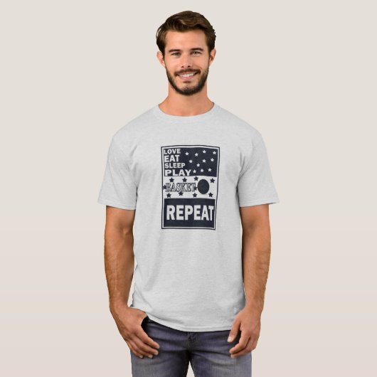 Liebe essen Schlaf Basketball wiederholen T-Shirt (Vorne ganz)