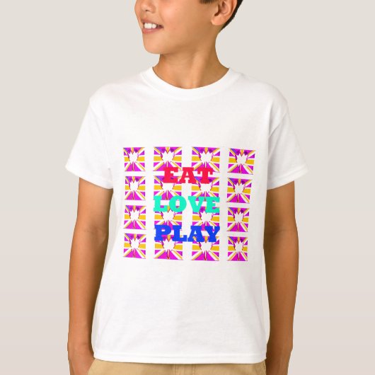 Liebe Essen Spielen Farbenfrohe Pop Kunst, Dichtun T-Shirt (Vorderseite)
