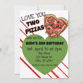 Liebe euch zwei Pizzen 2. Geburtstag Einladung (Vorderseite)
