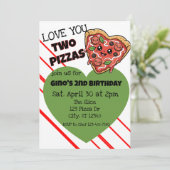 Liebe euch zwei Pizzen 2. Geburtstag Einladung (Stehend Vorderseite)