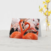 Liebe euch zwei schöne Flamingo-Vögel  Karte (Gelbe Blume)