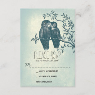 Liebe Eule süße und niedliche Hochzeitskarten RSVP Karte