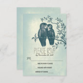 Liebe Eule süße und niedliche Hochzeitskarten RSVP Karte (Vorne/Hinten)