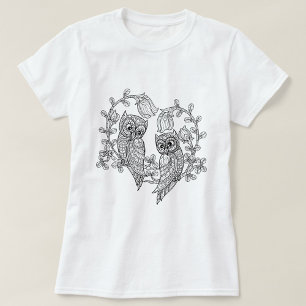 Liebe Eulen in Blüte T-Shirt