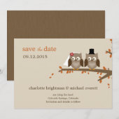 Liebe Eulen - Rettet das Datum - Orange Save The Date (Vorne/Hinten)