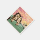 Liebe Eulen Rosa Serviette (Ecke)