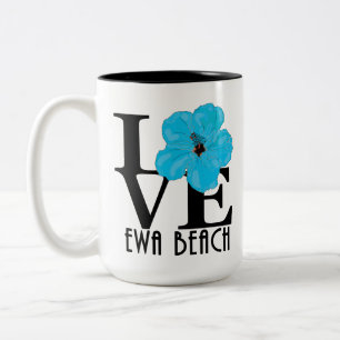 LIEBE Ewa Beach Blue Hibiskus 15oz Zweifarbige Tasse