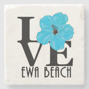 LIEBE Ewa Beach Blue Hibiskus Steinuntersetzer