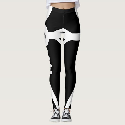 Liebe Ewige Skelette Symbol 2007 Schwarz-Weiß Leggings (Vorderseite)