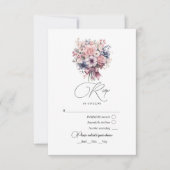 Liebe Extravagant Pink Bow und Pastel Bouquet Wedd RSVP Karte (Vorderseite)