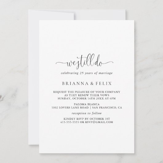 Liebe Extravagantes Skript, das wir immer noch übe Einladung (Vorderseite)