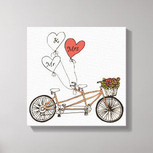Liebe Fahrrad Mr. & Mrs. gepackte Leinwand
