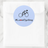 Liebe Fahrradunterschrift blau Runder Aufkleber (Tasche)