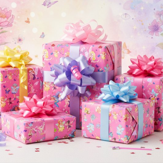 Liebe Fairies, Kleine Girl Pink zum Geburtstag Geschenkpapier