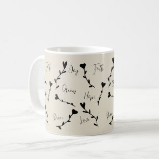 Liebe Faith Hope Joy Dream Peace in Linen Kaffeetasse