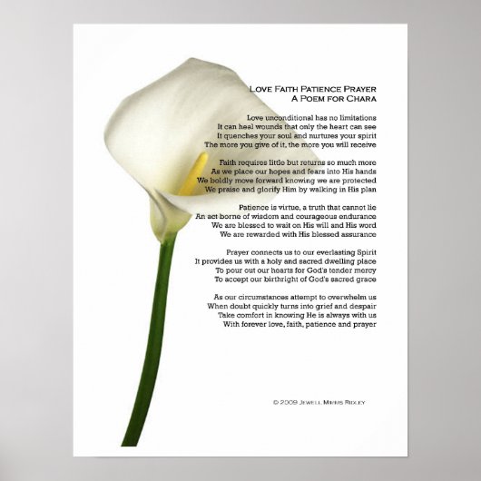 Liebe Faith Patient Gebet Poster (Vorne)