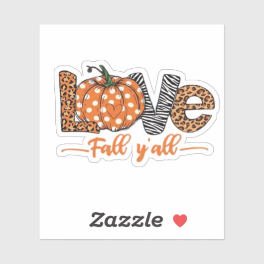 LIEBE Fall Y'all Leopard Print Pumpkin Trendy Aut Aufkleber (Blatt)