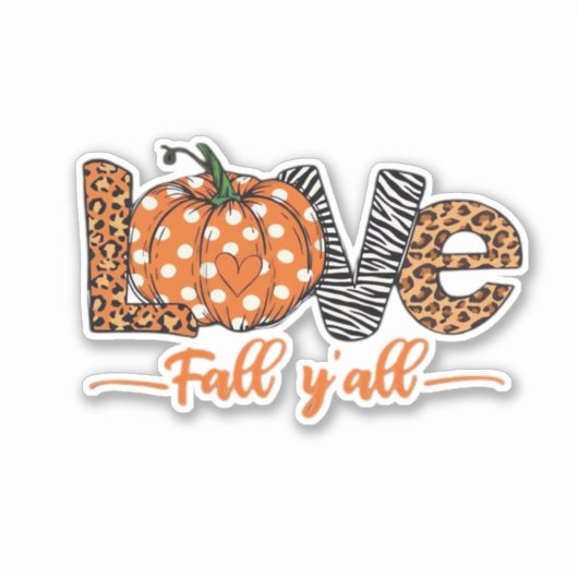 LIEBE Fall Y'all Leopard Print Pumpkin Trendy Aut Aufkleber (Vorderseite)