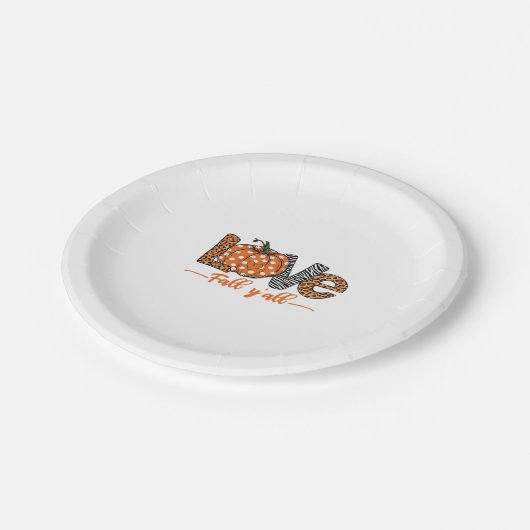 LIEBE Fall Y'all Leopard Print Pumpkin Trendy Aut Pappteller (Schrägansicht)