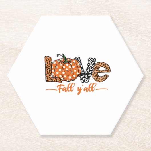 LIEBE Fall Y'all Leopard Print Pumpkin Trendy Aut Untersetzer (Vorderseite)