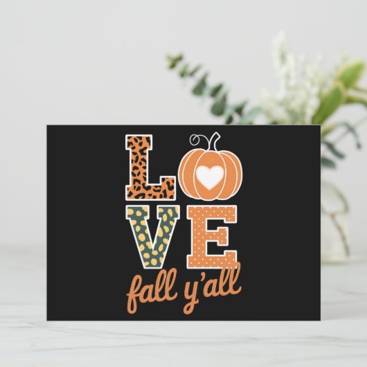 Liebe fällt Y'All Leopard Print Fall Erntedank Einladung (Stehend Vorderseite)
