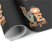 Liebe fällt Y'All Leopard Print Fall Erntedank Geschenkpapier (Rolleneckpunkt)