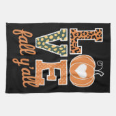 Liebe fällt Y'All Leopard Print Fall Erntedank Geschirrtuch (Horizontal)