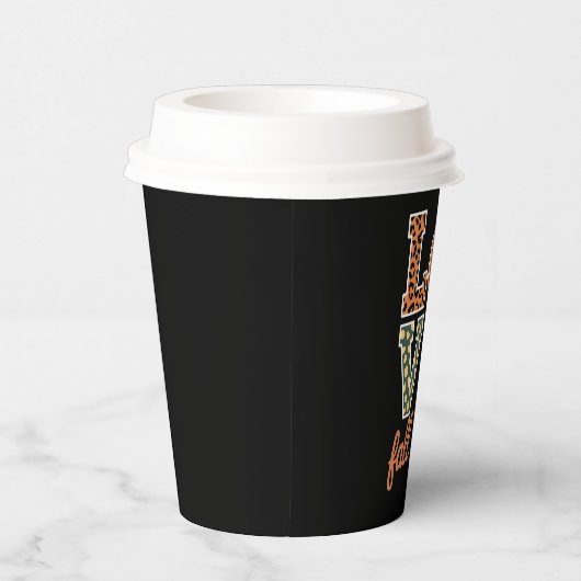 Liebe fällt Y'All Leopard Print Fall Erntedank Pappbecher (Rechts)