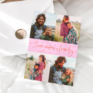 Liebe Familie Orange Rosa Valentinstag Foto Feiertagskarte