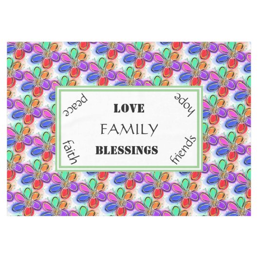 Liebe Familie Sommer Künstlerische Aquarell-Blume Tischdecke (Vorderseite (Horizontal))