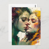 Liebe - farbenfrohe Mixed Media Painting Postkarte (Vorne/Hinten)