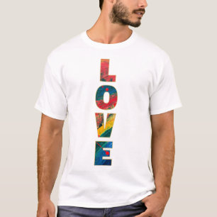 Liebe Farbenfrohe Regenbogen Abstrakte Art Typogra T-Shirt