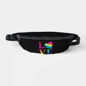 LIEBE FARBENFROHE TYPOGRAPHIE REGENBOGEN HERZ BAUCHTASCHE (Vorderseite)