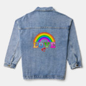 Liebe Farbenfroher Regenbogen Rotes Herz Jeansjacke (Rückseite)