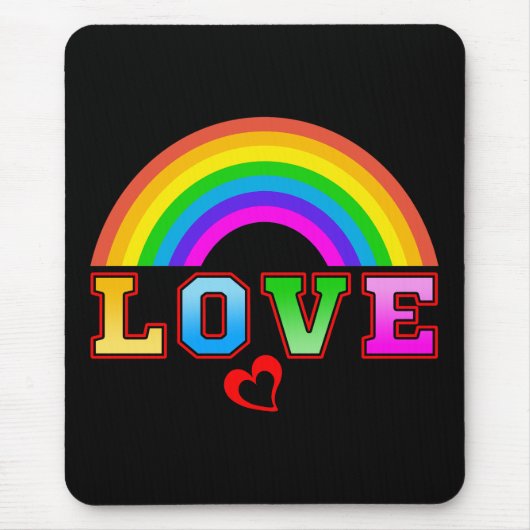 Liebe Farbenfroher Regenbogen Rotes Herz Mousepad (Vorne)